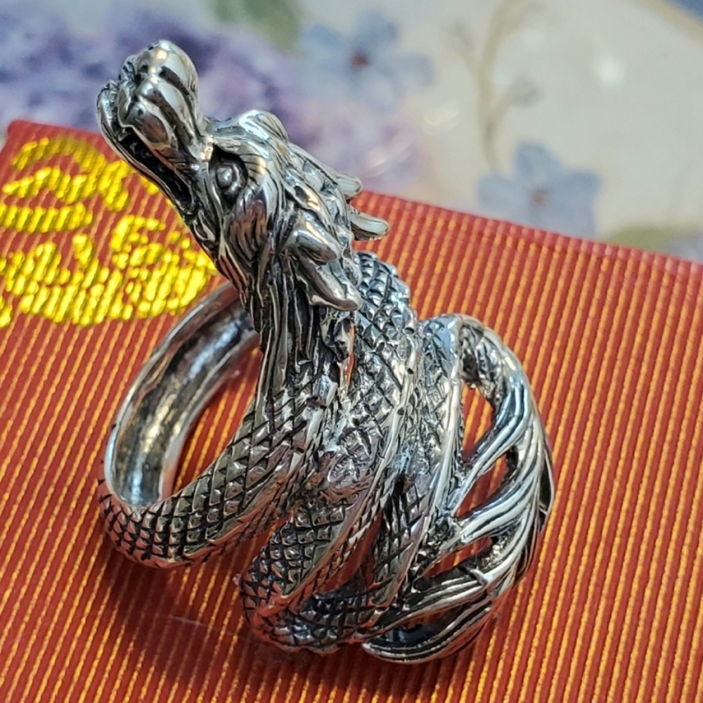 NEW 925 Sterling Silver Protection Dragon Ring - Picture 5 of 10